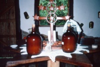 Altar table with Daime in Healing House